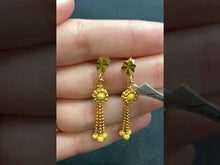 22K Solid Gold Long Earrings With Beads E9592