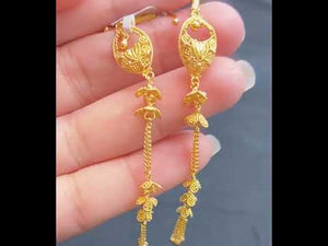 22K Solid Gold Traditional Yellow Gold Long Earrings E9517