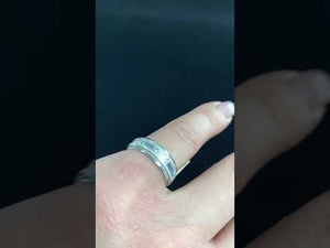 18k Ring Solid Gold Ring Ladies Simple Diamond Cut Sand Blast Band R2376