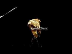 22k Ring Solid Gold ELEGANT Charm Mens Leaf Band SIZE 9.50 "RESIZABLE" r2439