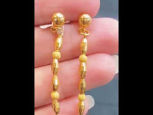 22K Solid Gold Long Earrings With Irregular Beads E7589