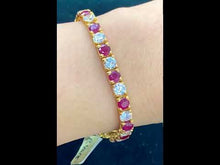 22k Bracelet Solid Gold Ladies Jewelry Two Tone Stone Encrusted Design b4018