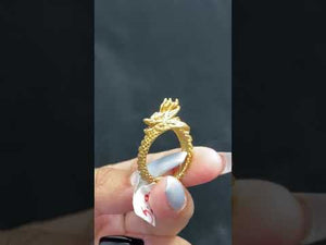 22k Ring Solid Gold ELEGANT Class Dragon Loop Men Band r2488