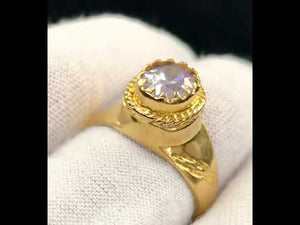 22k Ring Solid Gold Ring Men Jewelry Classic Solitaire Purple Stone Design R3139