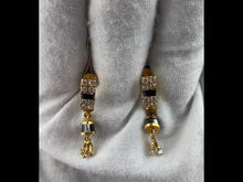 22k Earring Solid Gold Ladies Rectangular Shape with Stone And Dangle E6440