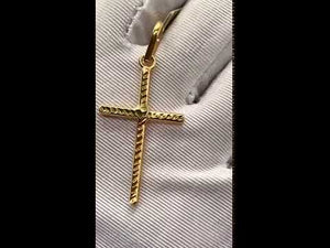 22k Pendant Solid Gold Simple Christian Cross Glossy Finished Design P945