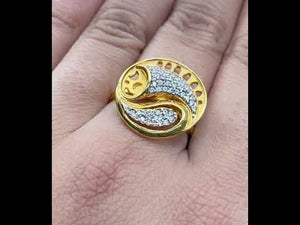 22k Ring Solid Gold Ring Ladies Jewelry Modern Round Geometric Design R819