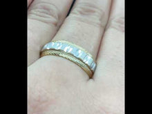 18k Ring Solid Gold Ring Simple Two Tone Mil grain Band R1471