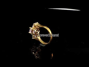 22k Ring Solid Gold ELEGANT Woman Triple Stone Band SIZE 7 "RESIZABLE" r2440