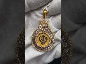 22k 22ct Solid Gold Sikh Religious EK ONKAR pendant Two Tone Modern Design p714