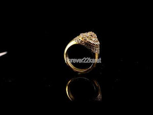 22k Ring Solid Gold ELEGANT Unique Stone Encrusted Men Band r2187