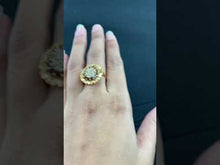 22K Solid Gold Floral Zircon Ring R5511