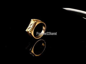 22k Ring Solid Gold ELEGANT Charm Mens Leaf Band SIZE 7.50 "RESIZABLE" r2446