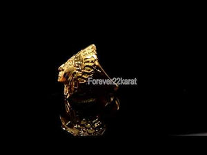 22k Ring Solid Gold ELEGANT Charm Chief Native Indian Ring "RESIZABLE" r2035mon