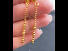 22K Solid Gold Long Earrings With Diamond Cut Irregular Beads E7950