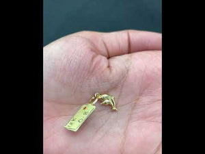 18K Solid Gold Dolphin Charm Pendant p3973