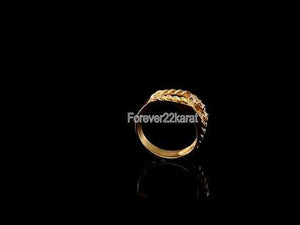 22k Rings Solid Gold Elegant Wheat Style Mens Ring with Stones R2047 mon