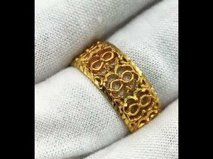 22k Ring Solid Gold Ring Ladies Jewelry Modern Filigree Design Band R3098