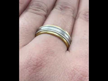 18k Ring Solid Gold Ring Ladies Simple Two Tone Mil grain Band R1601
