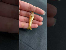 22K Solid Gold Fish With Zircon Pendant P4316