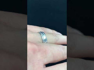 18k Ring Solid Gold Ring Simple White Gold Cross Cut Band R1951